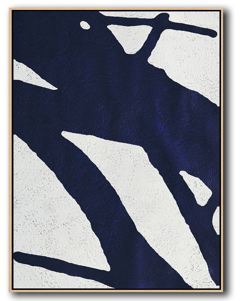 Custom Canvas Wall Art,Navy Blue Abstract Painting Online,Acrylic Painting Large Wall Art